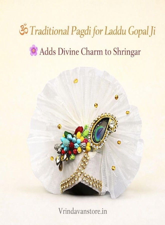 Vrindavanstore.in Laddu Gopal Pagdi الحجم 3 رقم. | التقليدية كريشنا جي باغدي موكوت | بال جوبال باجدي لشرينجار | كانها جي باغدي لبوجا اليومية والمهرجانات | باغدي الزخرفية للمنزل ماندير - Image 5